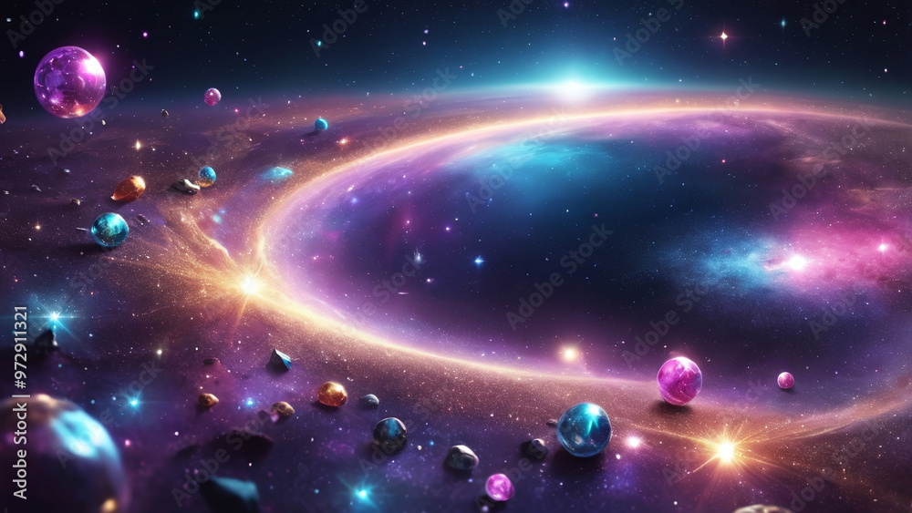 Rainbow Space Wallpaper with Glitter and Gems Rainbow Space Wallpaper with Glitter and Gems