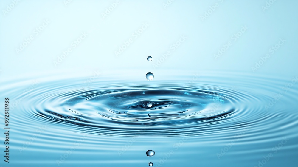 beautiful image of clear water creating circular waves against a blue background highlighting the serenity and elegance of nature's elements beautiful image of clear water creating circular waves against a blue background highlighting the serenity and elegance of nature's elements