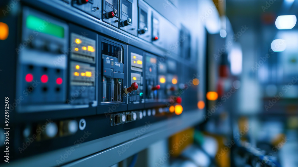 Programmable logic controllers (PLCs) managing industrial processes in a control room Programmable logic controllers (PLCs) managing industrial processes in a control room