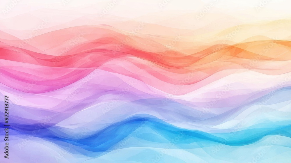 Obraz premium Flowing abstract gradient, smooth color transitions, dreamy atmosphere, watercolor style