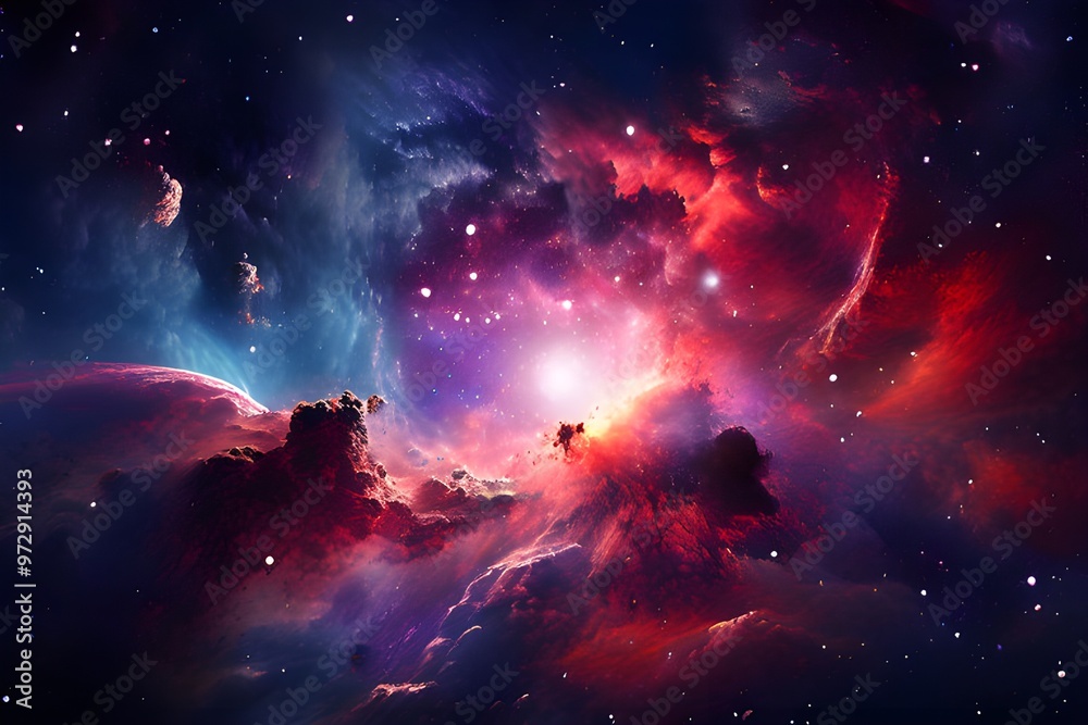 Obraz premium Colorful space galaxy cloud nebula. Stary night cosmos. Universe science astronomy. Supernova background wallpaper 