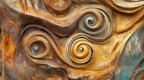 Abstract Swirling Texture with Golden and Brown Hues