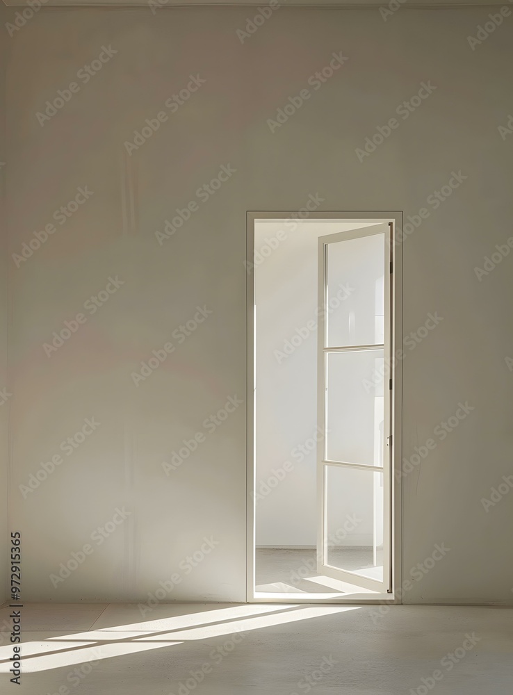Open Doorway In Empty Room With Light Streaming In Open Doorway In Empty Room With Light Streaming In