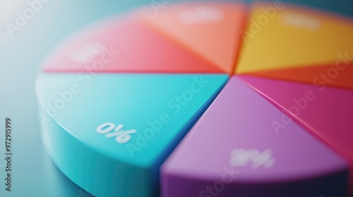 A close-up of a 3D pie chart with detailed segment labels and percentage values, set against a simple background to highlight the key data points. photo