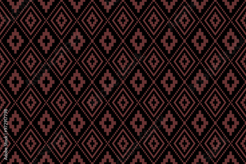 Vintage cross stitch traditional ethnic pattern.floral pixel art embroidery. Elegance background abstract Aztec beautiful seamless pattern for fabric,cloth,dress,carpet,curtain,sarong,batik.