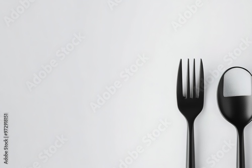 Minimal cutlery set on white background