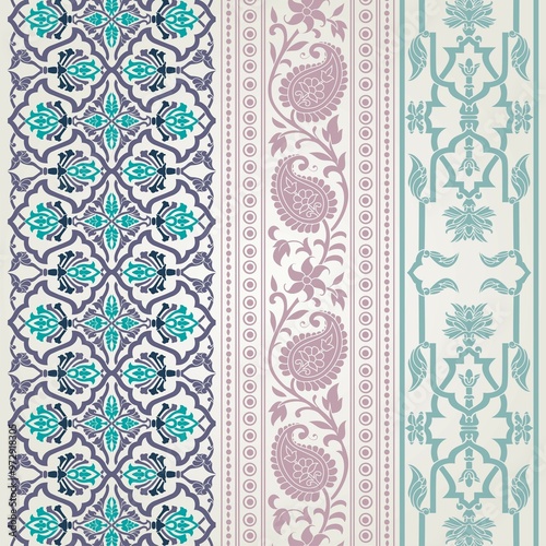 wedding card design, traditional paisley floral pattern , royal India	