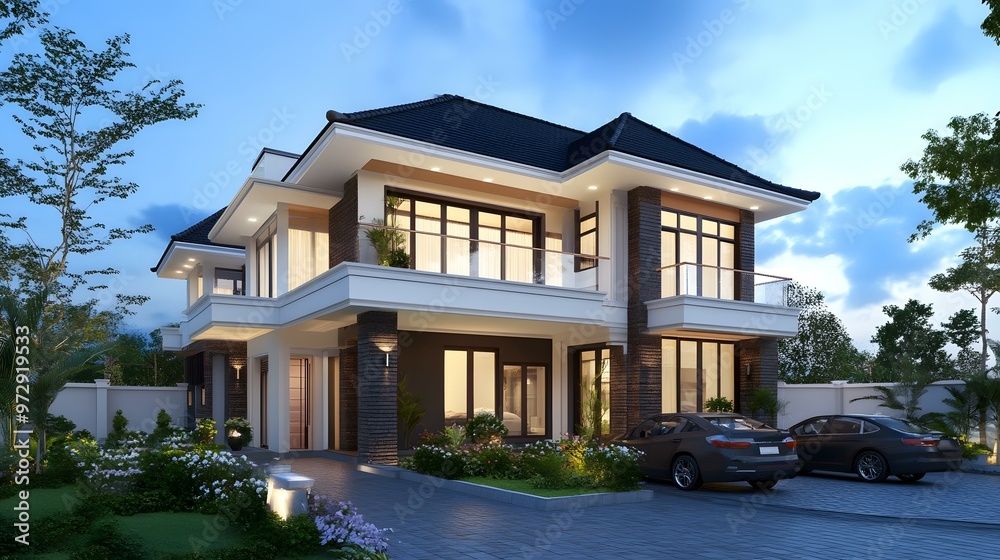 Modern Luxury Two Story House With Garage and Garden Modern Luxury Two Story House With Garage and Garden