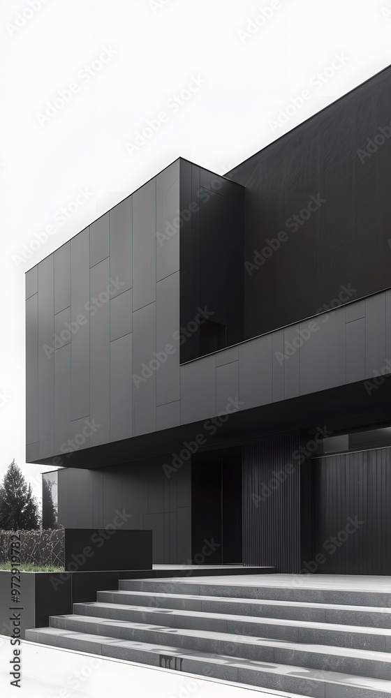 Obraz premium Modern Black Building with Geometric Design