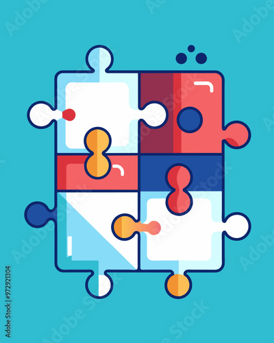 A puzzle with missing pieces being completed signifying the completion and fulfillment of using the debt snowball od.. Vector illustration