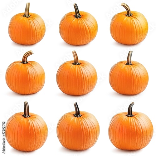 set of halloween pumpkin on an isolated white background --v 6.1 Job ID: ff00b6fc-5176-441b-b1cd-20c2ef71e9d7