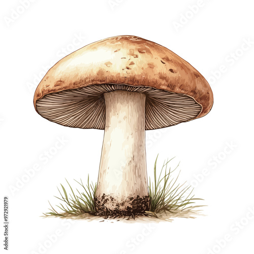 Mushroom isolated on white background. Realistic vector illustration.
