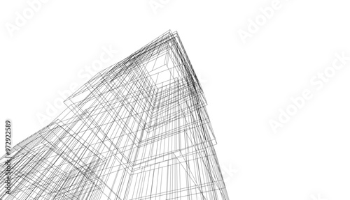 Building sketch architectural 3d illustration