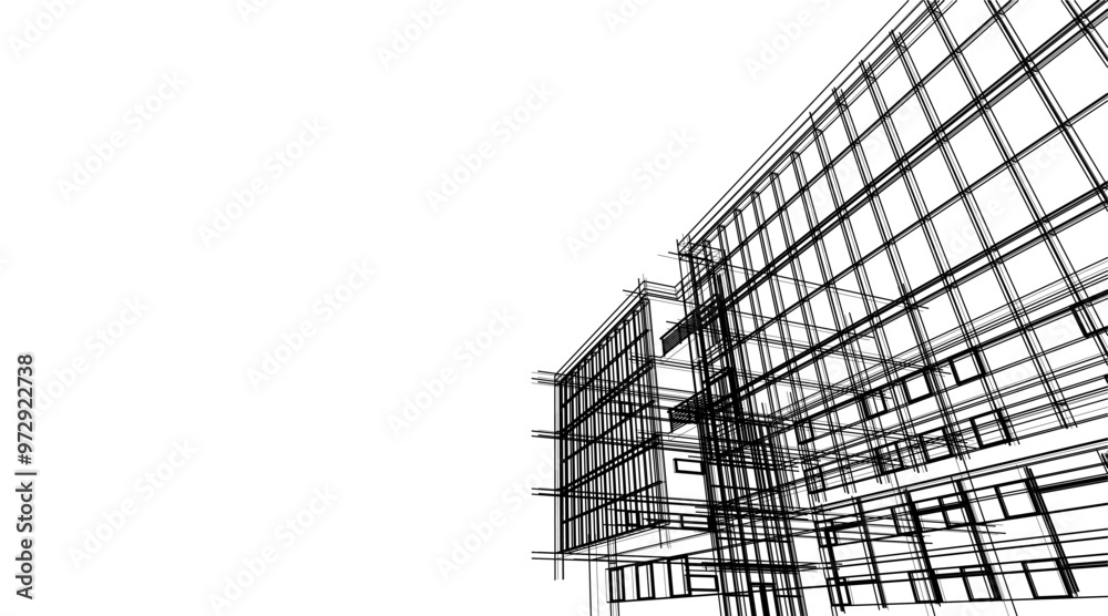 Building sketch architectural 3d illustration Building sketch architectural 3d illustration