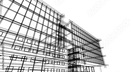 Building sketch architectural 3d illustration