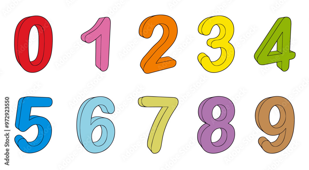 3d number, Vector images are produced from the tracing process 3d number, Vector images are produced from the tracing process