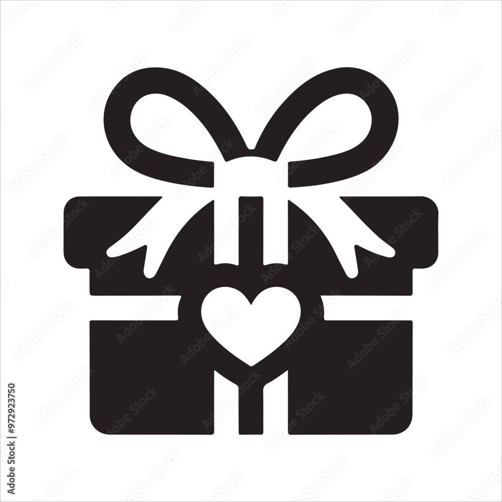 Fototapeta premium Love Gift Box Icon vector Solid Design for User Interface on White Background