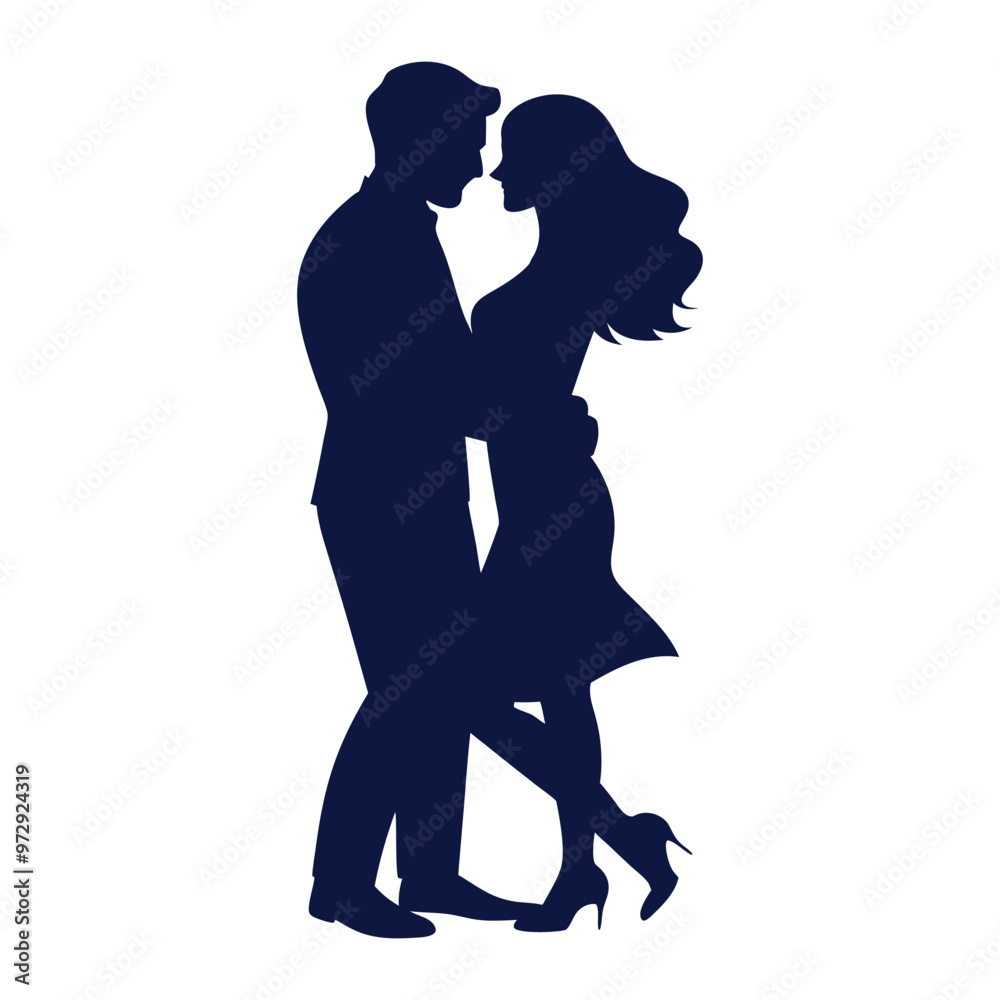 Romantic Couple Silhouette Vector Illustration. Romantic Couple Silhouette Vector Illustration.