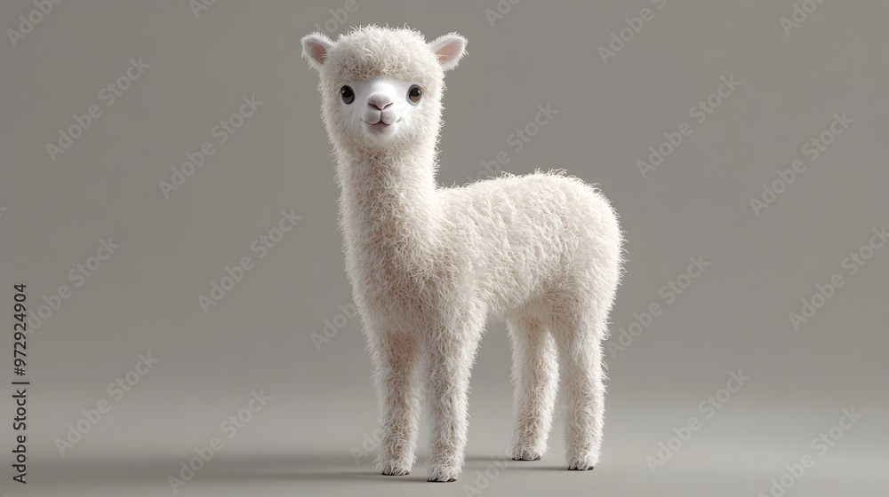 19. **Detailed 3D model of a fuzzy baby alpaca with a gentle demeanor 19. **Detailed 3D model of a fuzzy baby alpaca with a gentle demeanor