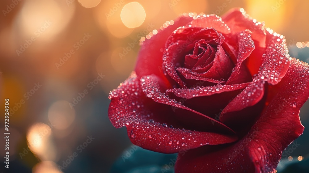 A close-up of a vibrant red rose with dew drops on its petals, showcasing the intricate details and textures of the flower against a soft blurred background. A close-up of a vibrant red rose with dew drops on its petals, showcasing the intricate details and textures of the flower against a soft blurred background.