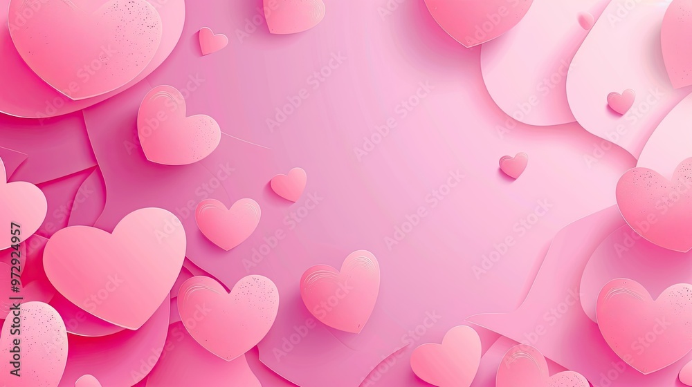 A vibrant pink background adorned with various paper-cut hearts, creating a romantic and cheerful atmosphere. A vibrant pink background adorned with various paper-cut hearts, creating a romantic and cheerful atmosphere.