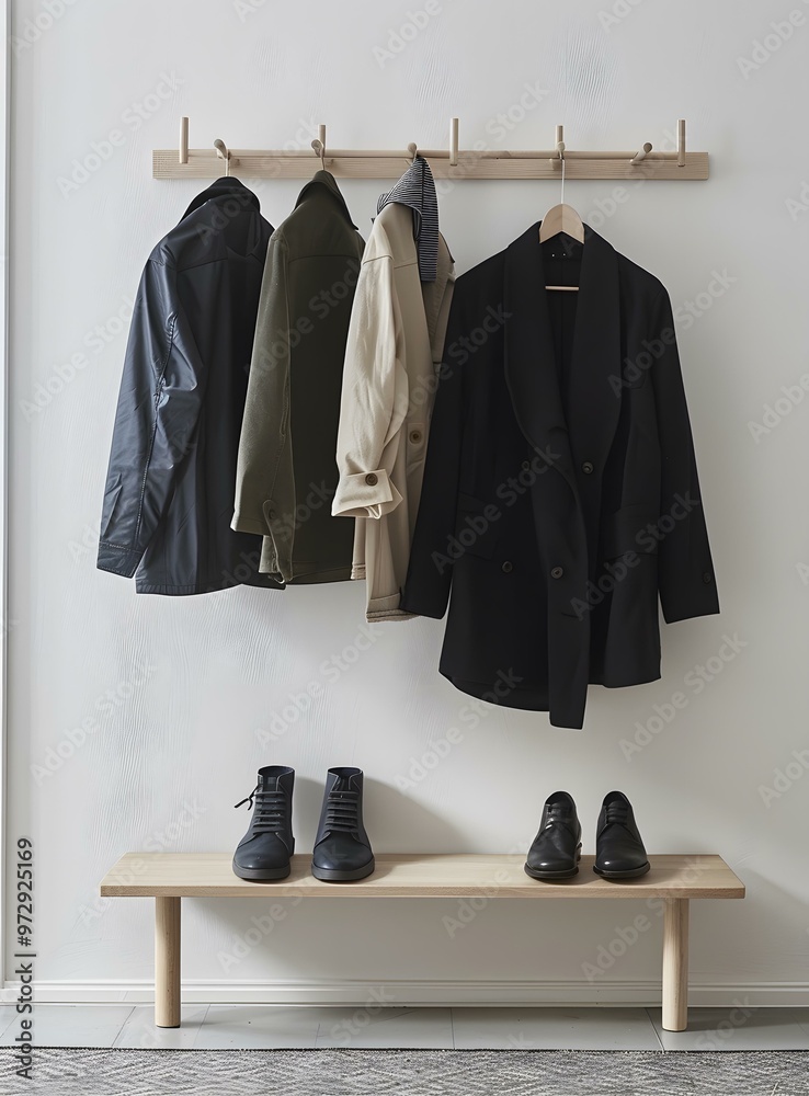 Wooden Bench with Coat Rack and Shoes Wooden Bench with Coat Rack and Shoes