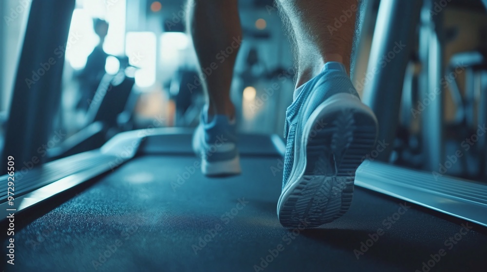 close-up shot of a male runner’s determination while on a treadmill, reflecting the pursuit of fitness and personal health close-up shot of a male runner’s determination while on a treadmill, reflecting the pursuit of fitness and personal health