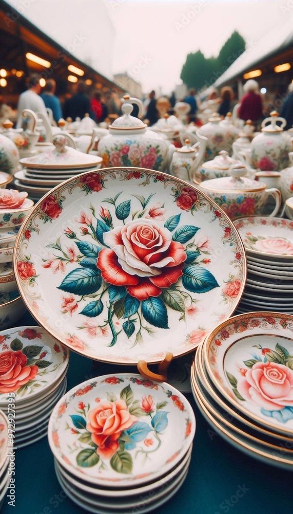 Töpferwaren mit Rosenmuster Töpferwaren mit Rosenmuster