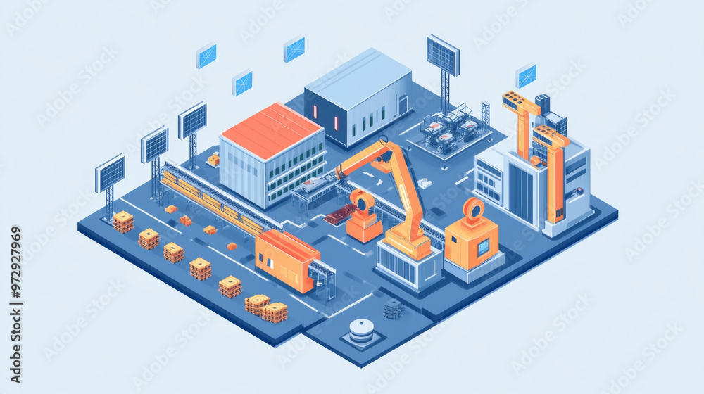 Fototapeta premium Smart factory utilizing AI and machine learning for efficient operations