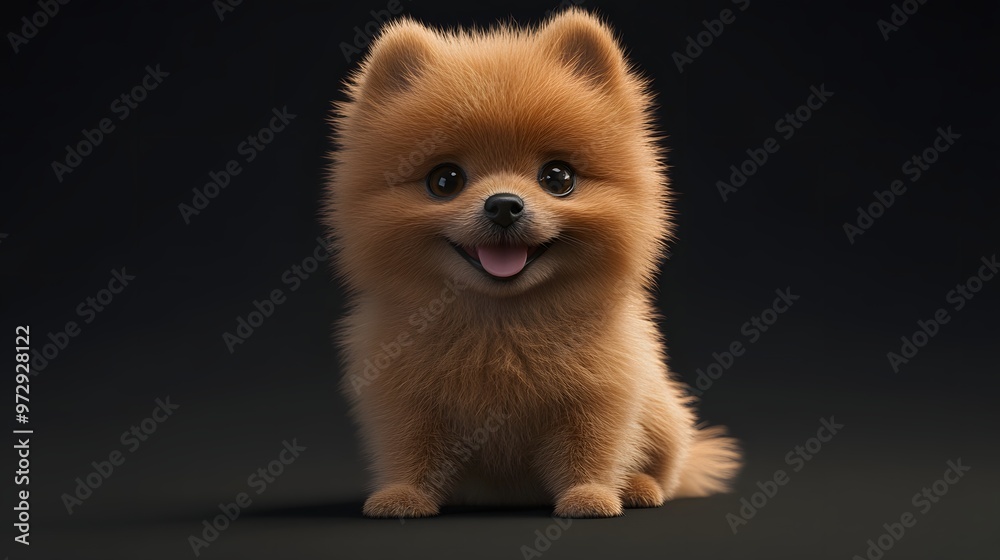 6. **3D render of a sweet, fluffy Pomeranian puppy with a cheerful expression 6. **3D render of a sweet, fluffy Pomeranian puppy with a cheerful expression
