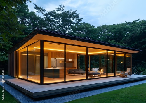 Modern Glass House In The Forest