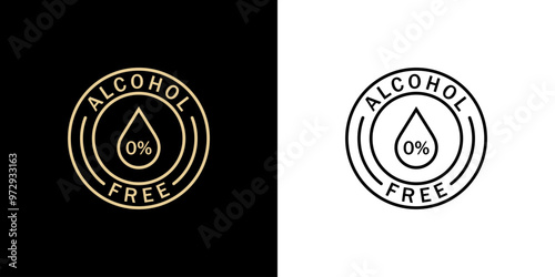 Alcohol Free - vector gold stamp for bottle or packaging labeling.