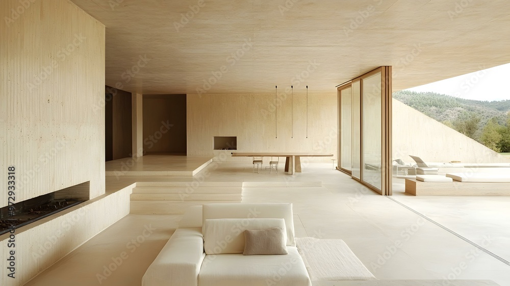 Minimalist Interior Design of Modern House with Large Windows Minimalist Interior Design of Modern House with Large Windows