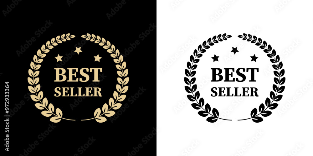 Obraz premium Best Seller - vector gold stamp with laurel wreath, for product labeling.
