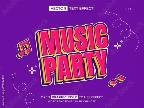 music party editable text, font effect, 3d text for title