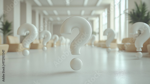 3d question marks floating in white background photo