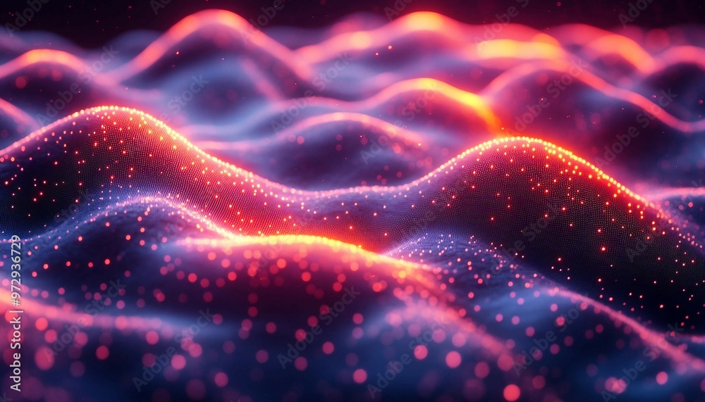 Fototapeta premium 3D Holographic Data Waves in Abstract Technology Design, 3D holographic design featuring abstract data waves.