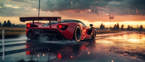 Futuristic super car with super racing car technology accuracy in video games background wallpaper AI generated image