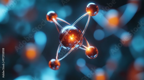 3D rendering of neutrons, protons, and electrons showcasing their connection and role in the atomic nucleus for chemistry and physics education