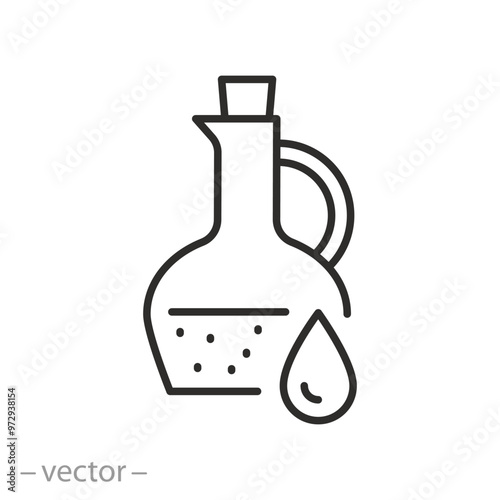 cooking oil icon, jar olive oil, simple linear vector illustration
