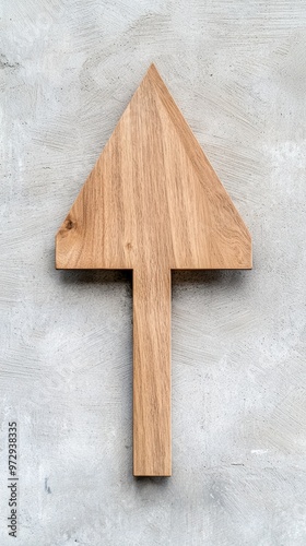 A wooden arrow pointing upwards