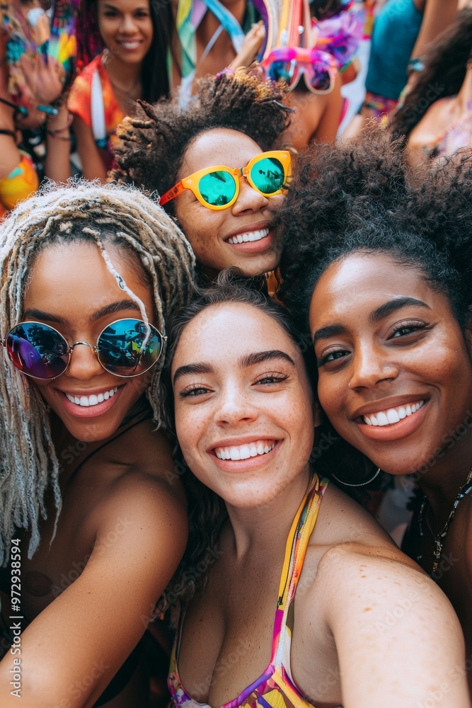 Group of Multiracial Friends Taking a Selfie at an Outdoor Festival Group of Multiracial Friends Taking a Selfie at an Outdoor Festival