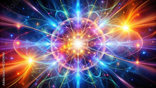 of abstract quantum energy with vibrant colors and glowing effects, quantum, energy, abstract,vibrant, colors