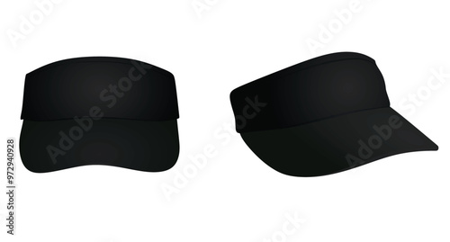 Black visor cap. vector illustration