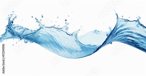 A vibrant splash of water isolated on white background, showcasing fluid motion and clarity.
