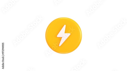 3d flash lightning thunder bolt icon 3d animation photo