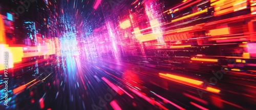 Wallpaper Mural Abstract effect digital fractal network cyber technology glitch design background wallpaper AI generated image Torontodigital.ca