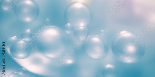 Group of assorted bubbles floating in water with circular arrang