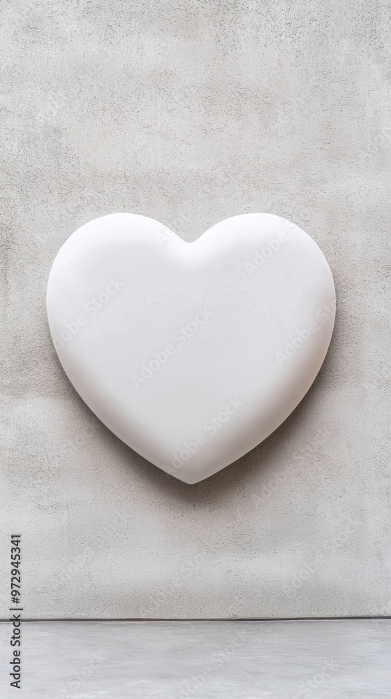 Obraz premium A white heart is sitting on a wall