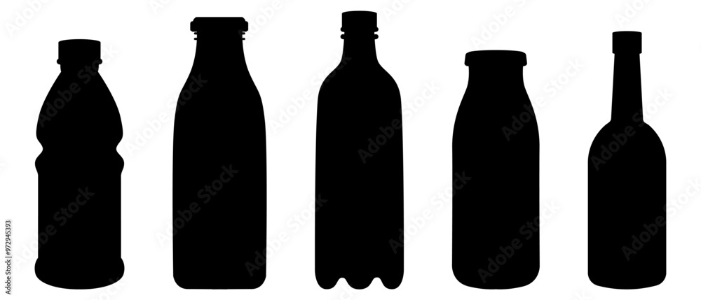 various water bottle silhouette various water bottle silhouette